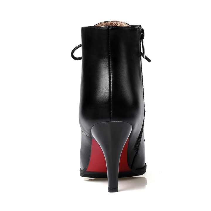 thin heel boots color black size 8 for women 