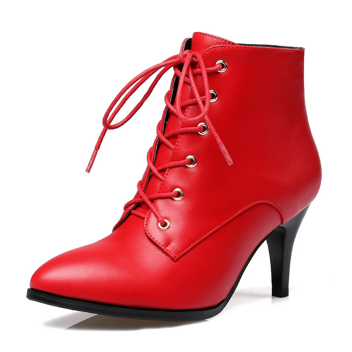 lace up boots color red size 6 for women