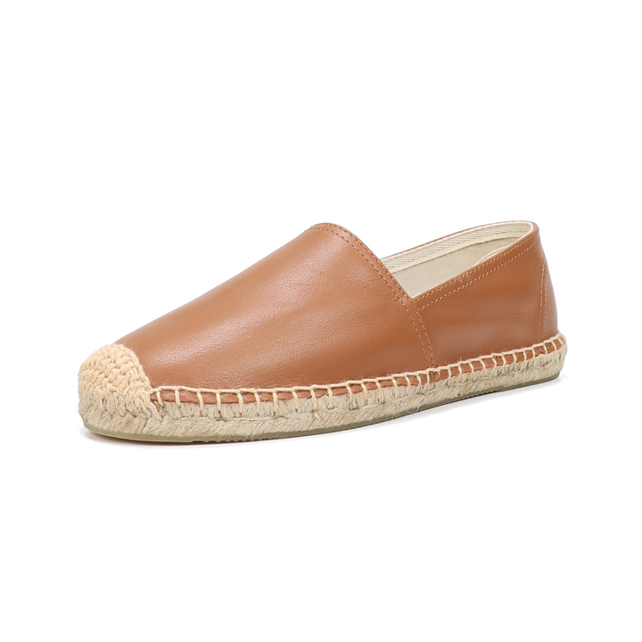 leather espadrilles color brown size 6 for women