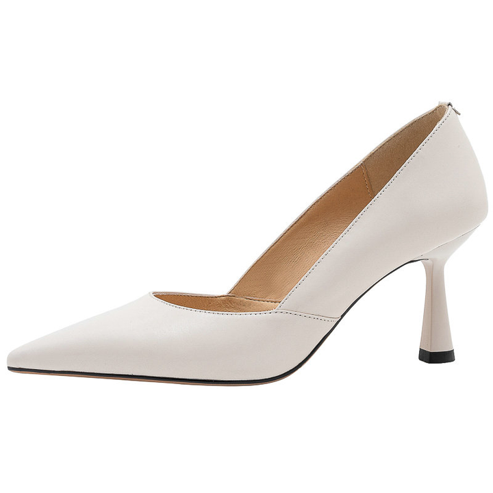 leather pumps color beige size 5 for women