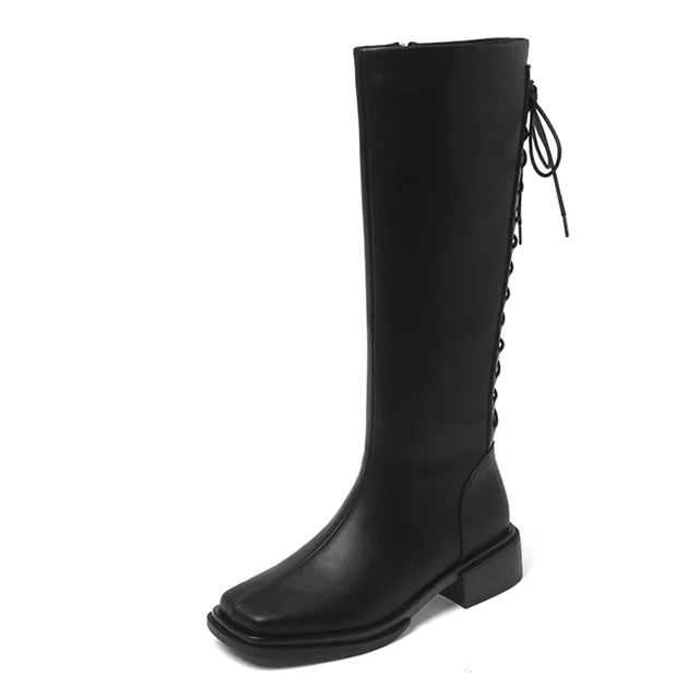 lace up boots color black size 7 for women