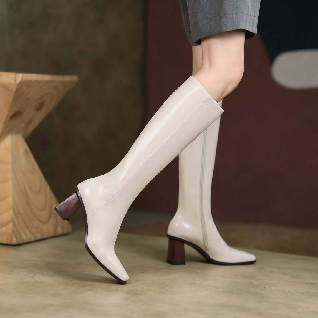 long boots color beige size 5 for women