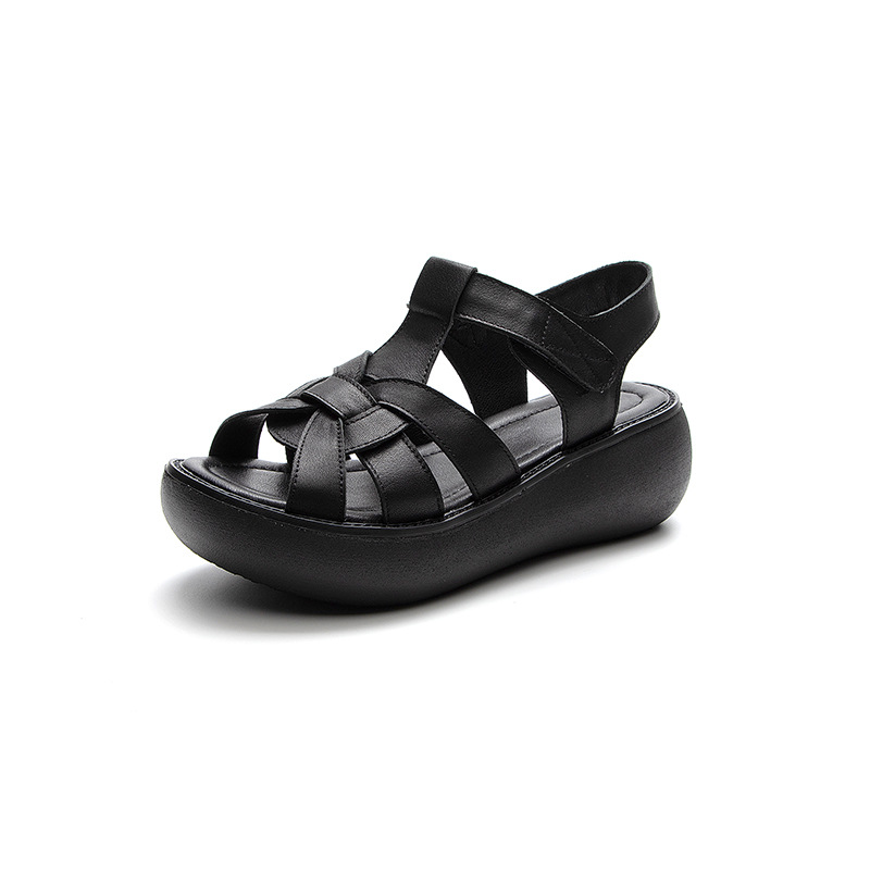 platform sandals color black size 5 for women