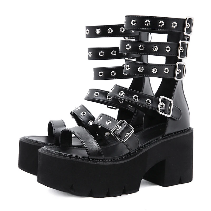 open sandals color black size 6 for women