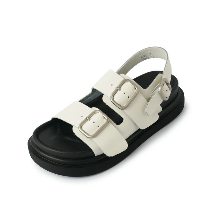 leather sandals color beige size 5 for women
