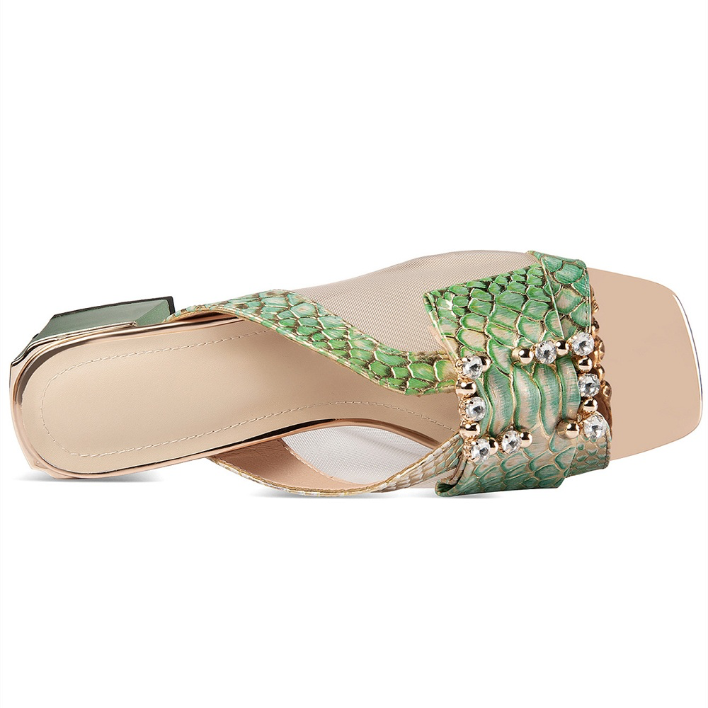 open toe sandals color green size 7 for women