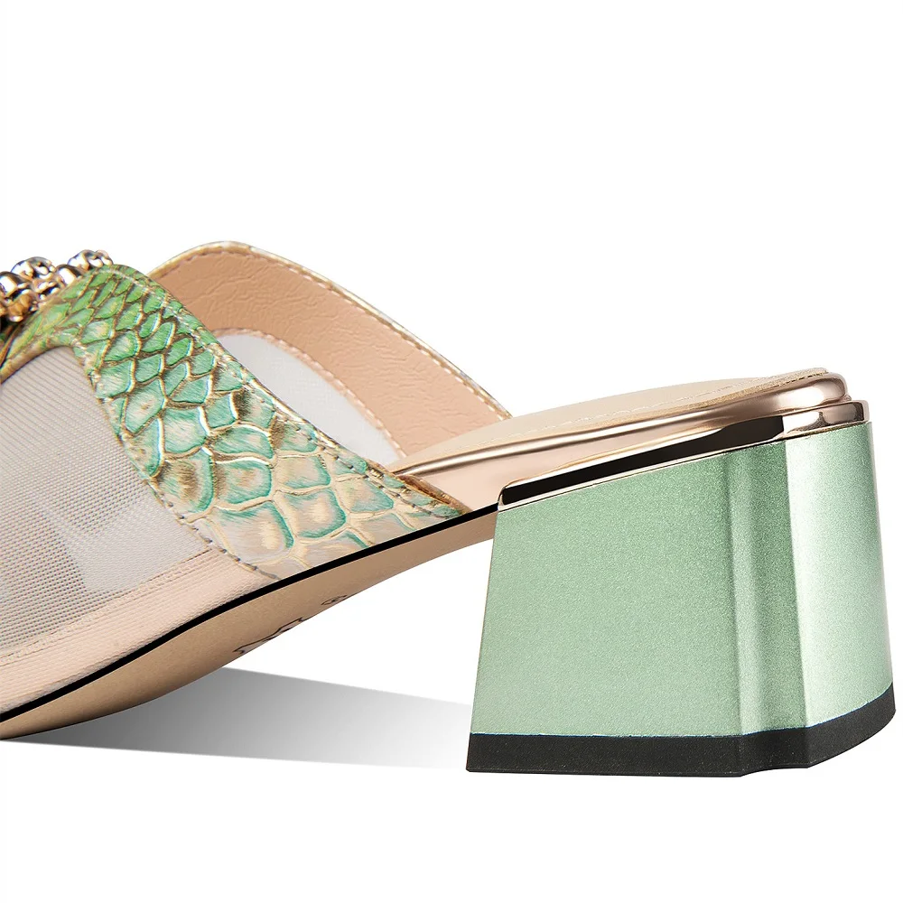 square heels sandals color green size 8 for women