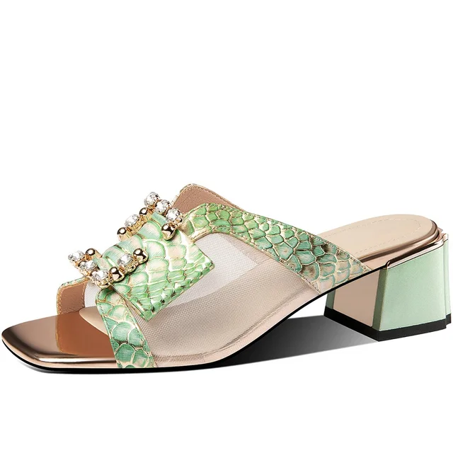 mesh sandals color green size 6 for women