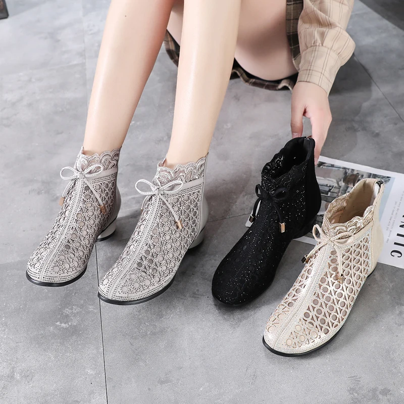 spring booties color gold size 7 for women