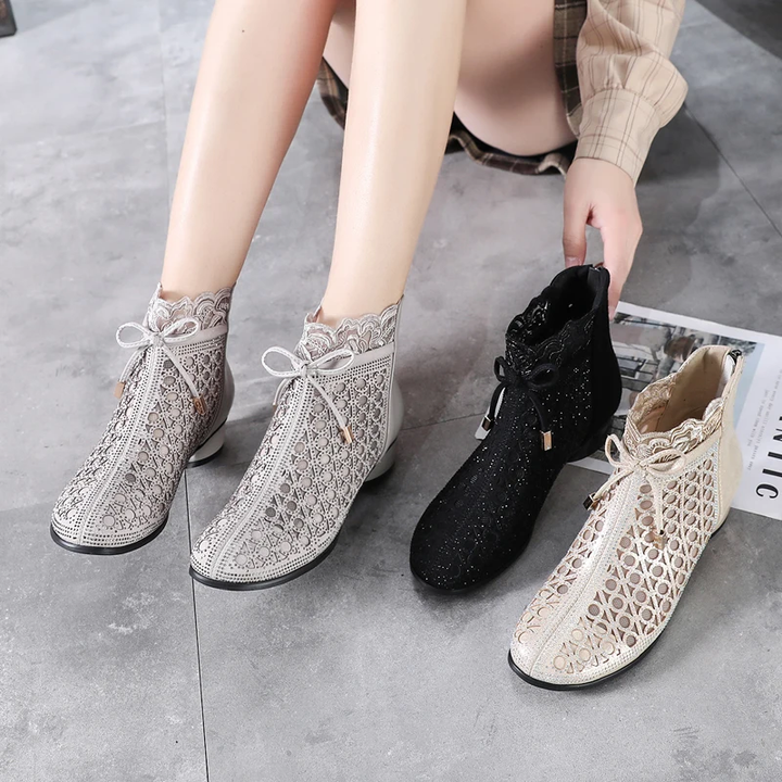 spring booties color gold size 7 for women