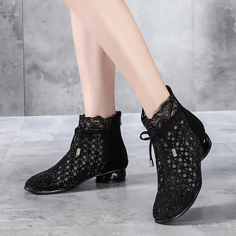 ankle booties color black size 6 for women
