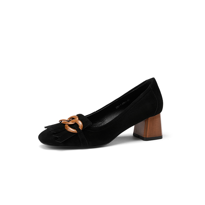 high square pumps shoes color black size 8 for women