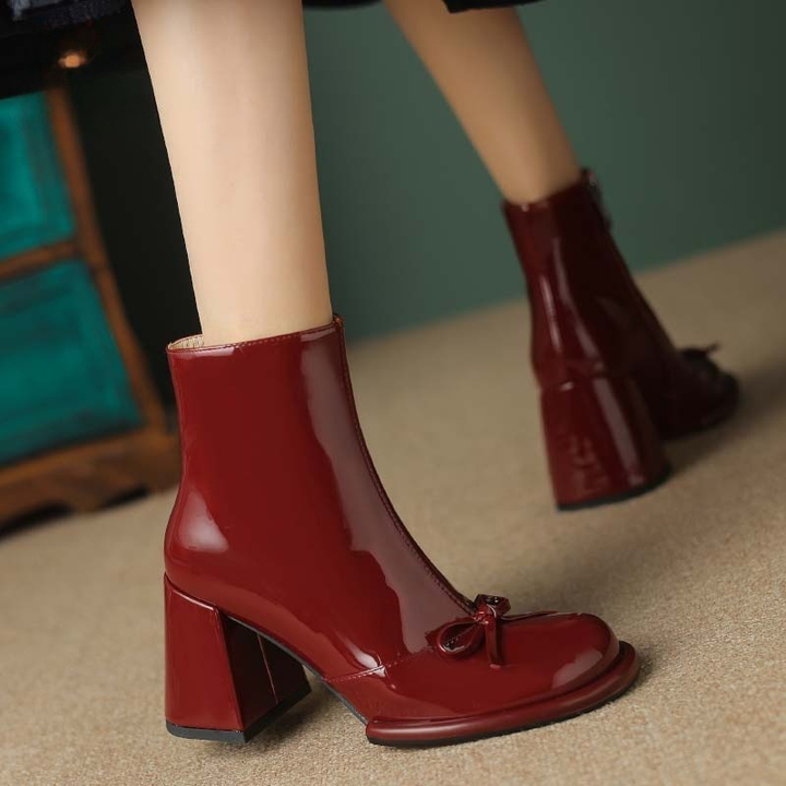 square heel boots color red size 6 for women