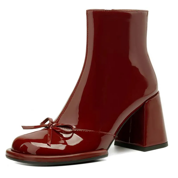 leather patent boots color wine size 5.5 for women 