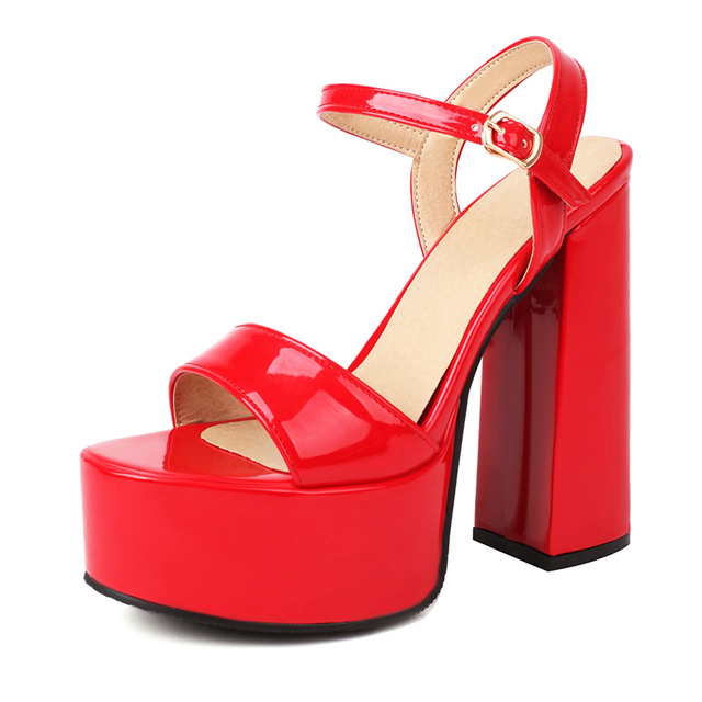 heel sandals color red size 5 for women