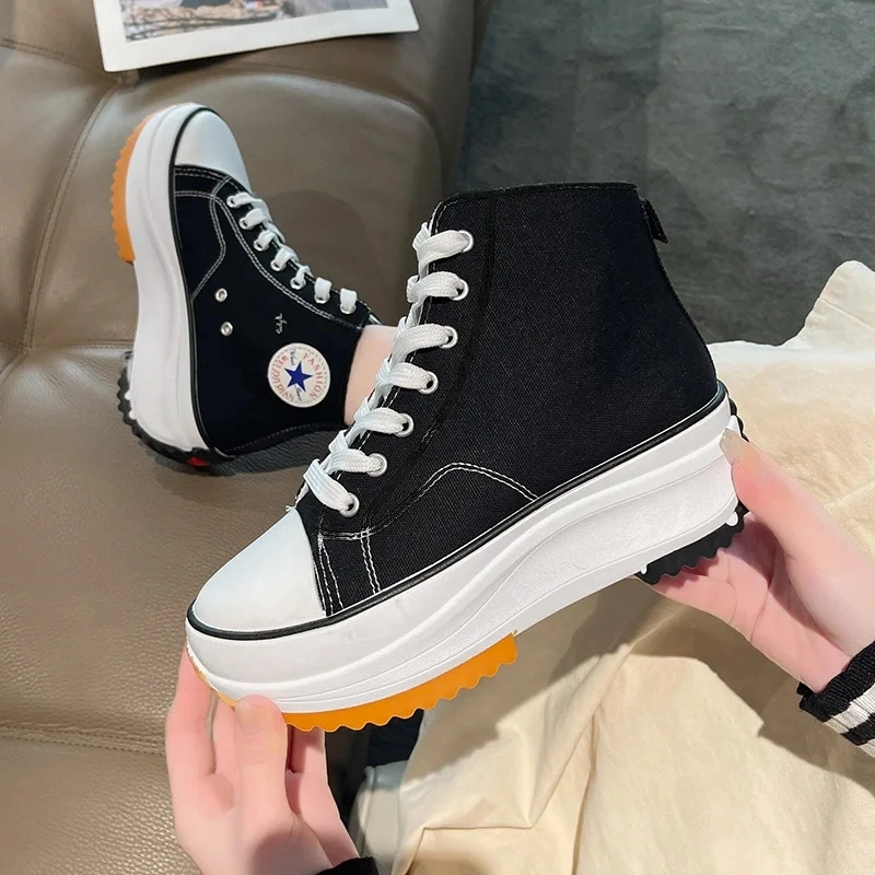 lace up ankle sneaker color black size 8 for women