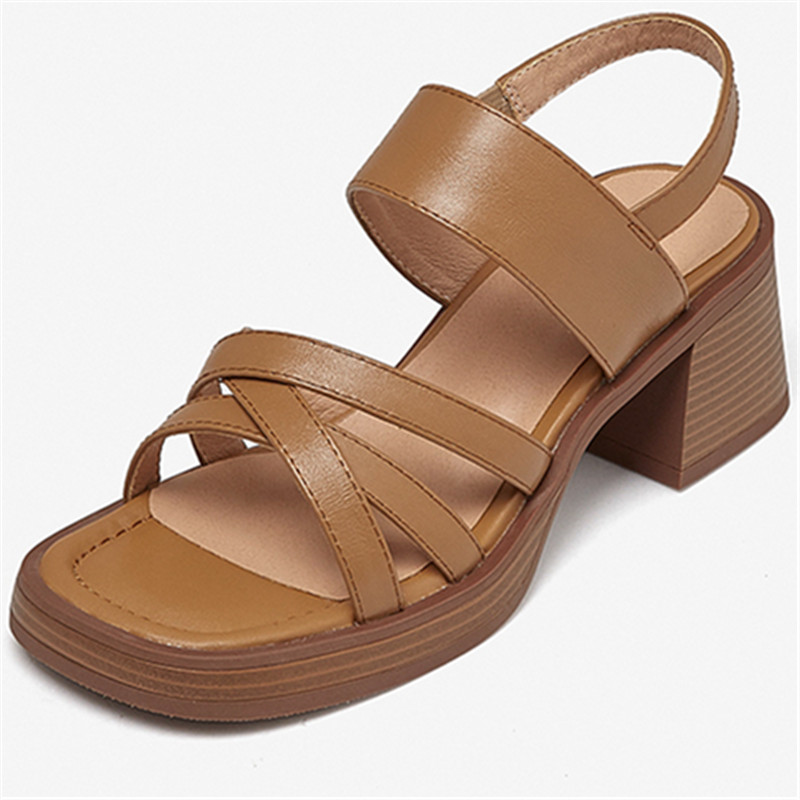 square heel sandal color brown size 6 for women