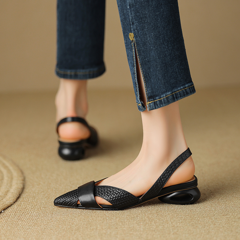 flats sandals color black size 9 for women