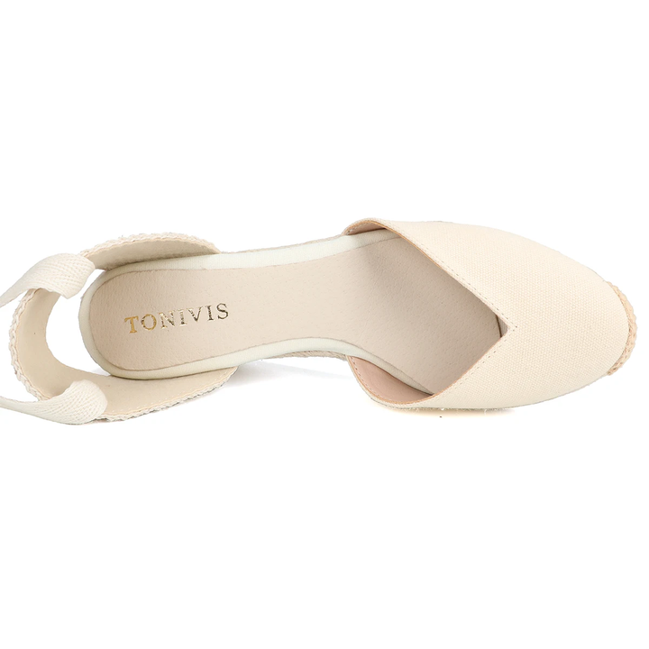 leather wedges color beige size 8.5 for women