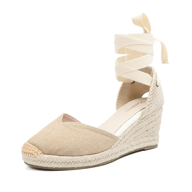 lace up wedges color khaki size 8 for women