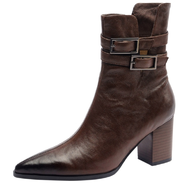square heel boots color brown size 6 for women