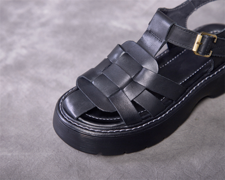 round toe  sandals color black size 8.5 for women