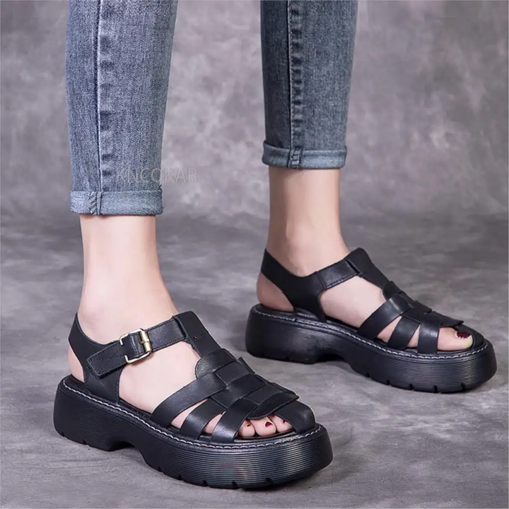 summer sandals color black size 6 for women