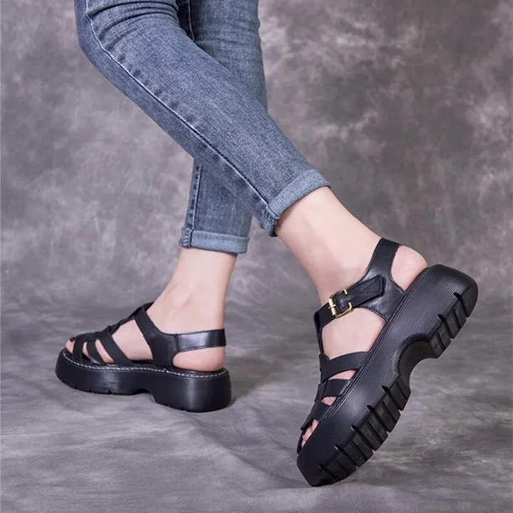 comfortable sandals color black size 7 for women