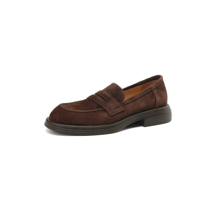 leather loafers color brown size 5 for women