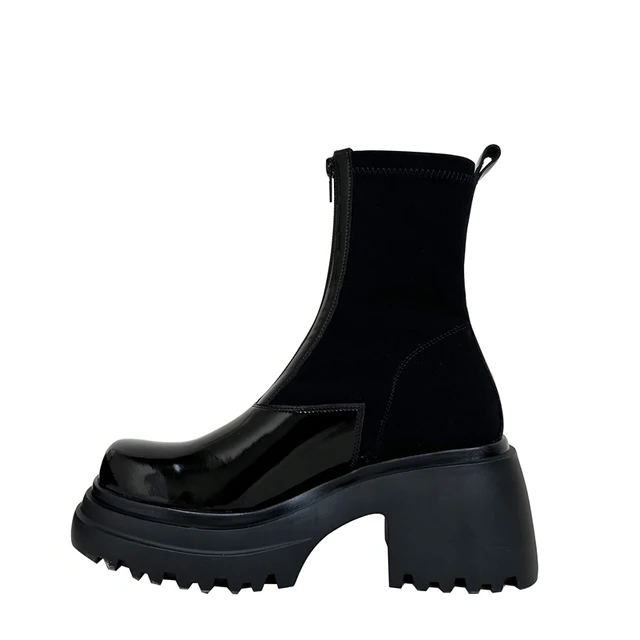 patent genuine leather boots color black size 5.5 for women