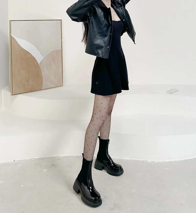 dress leather boots color black size 7 for women