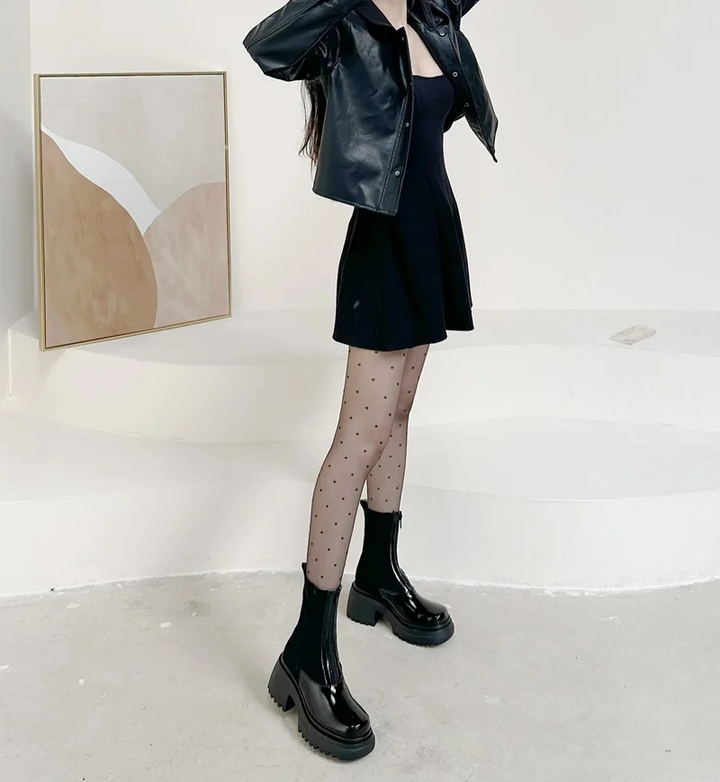 dress leather boots color black size 7 for women