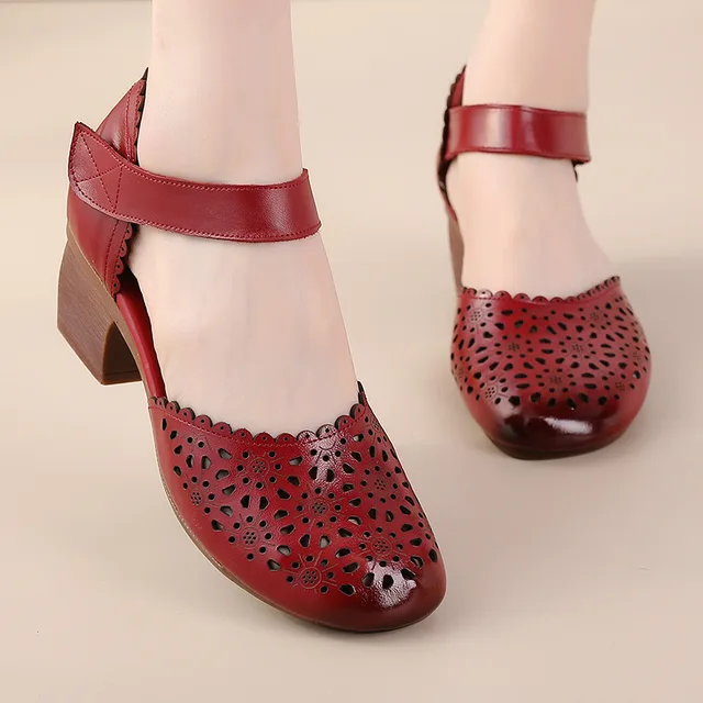 hook &amp; loop sandals color red size 8.5 for women
