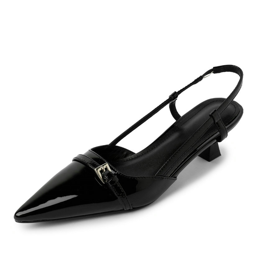 leather pumps color black size 5 for women