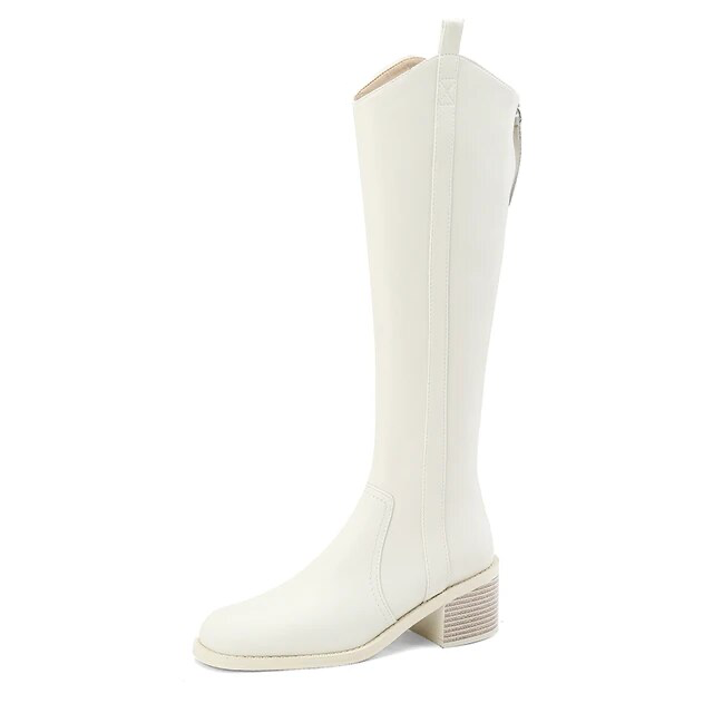 long leather boots color beige size 5.5 for women