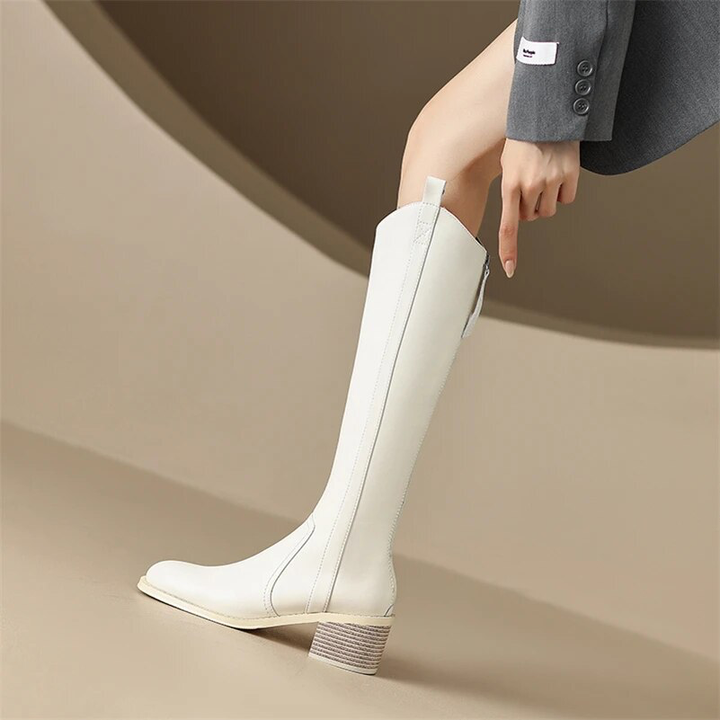 round toe boots color beige size 8 for women