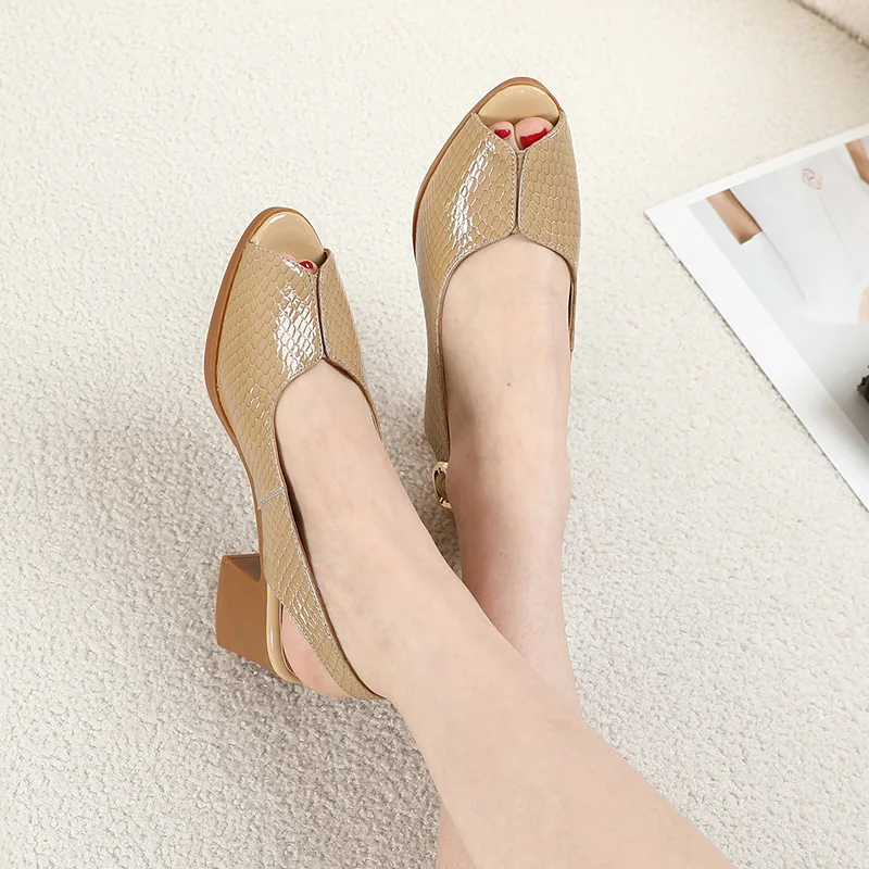 square heel sandals color apricot size 9 for women