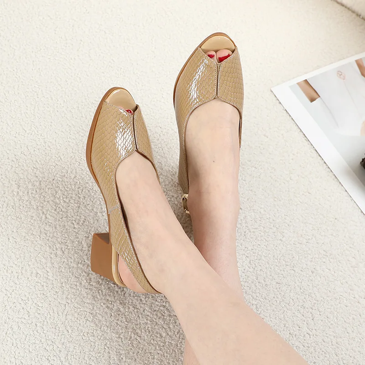 square heel sandals color apricot size 9 for women