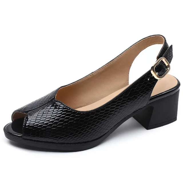 open toe sandals color black size 6 for women
