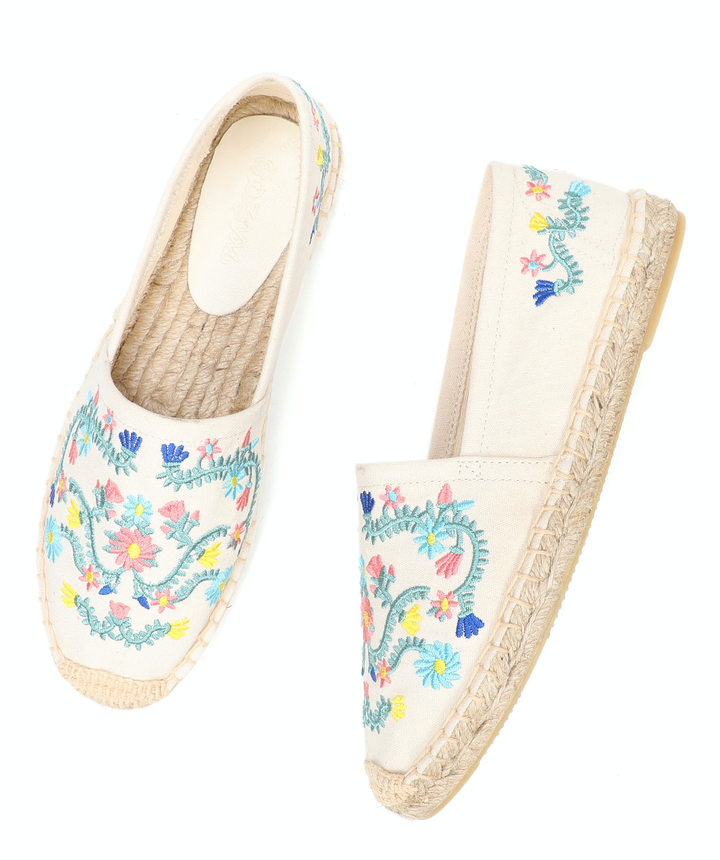 embroidery espadrilles color beige size 8 for women
