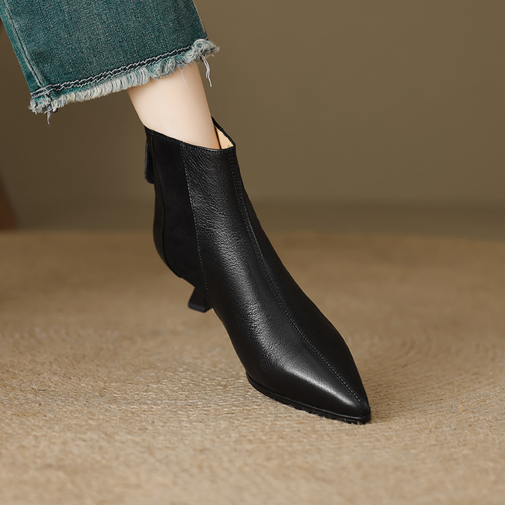 leather ankle boots color black size 5 for women