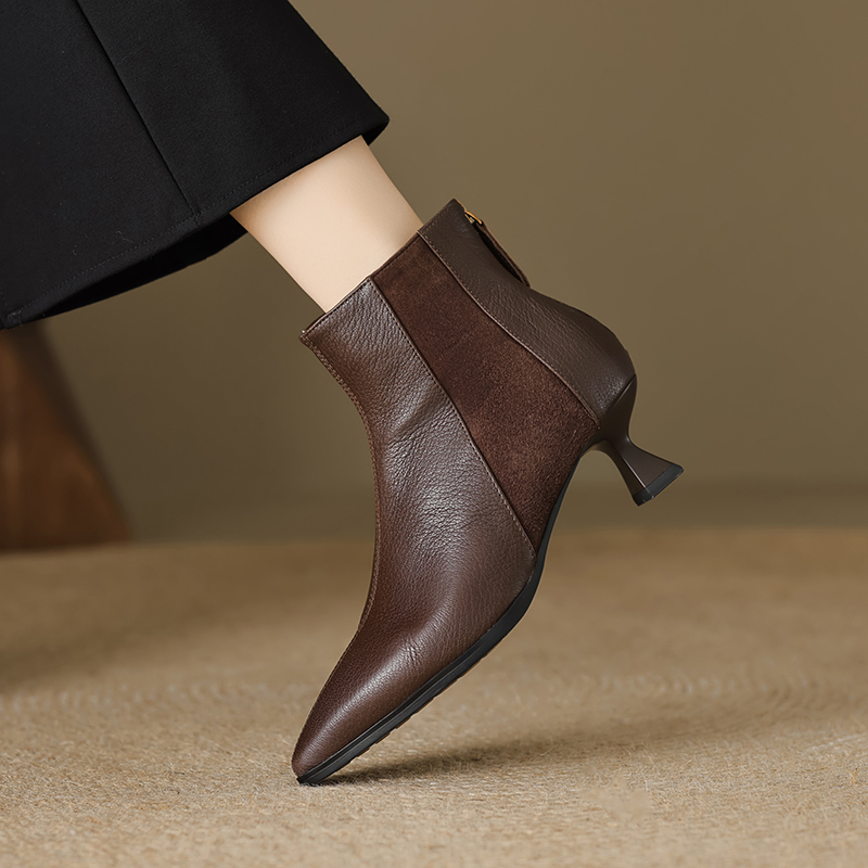 non slip ankle boots color brown size 7 for women