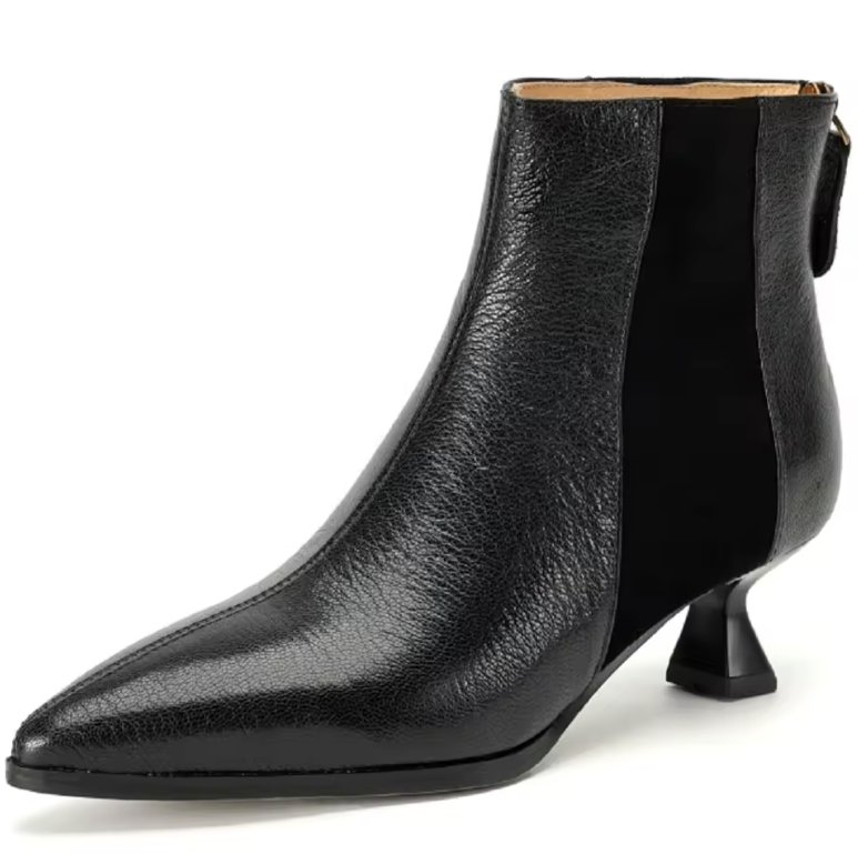 leather ankle boots color black size 5 for women