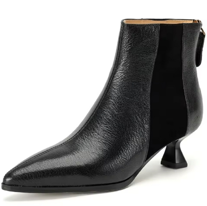 leather ankle boots color black size 5 for women