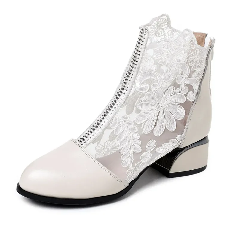 lace boots color beige size 5.5 for women
