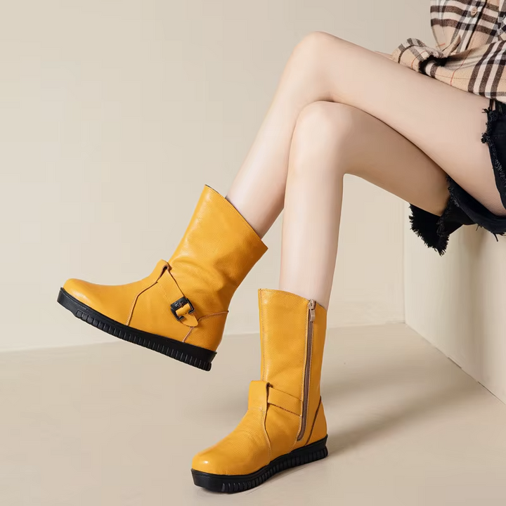 flat boots color yellow size 7 for women
