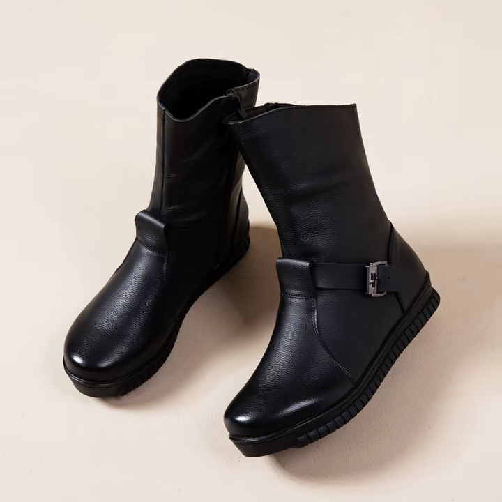 leather boots color black size 6.5 for women