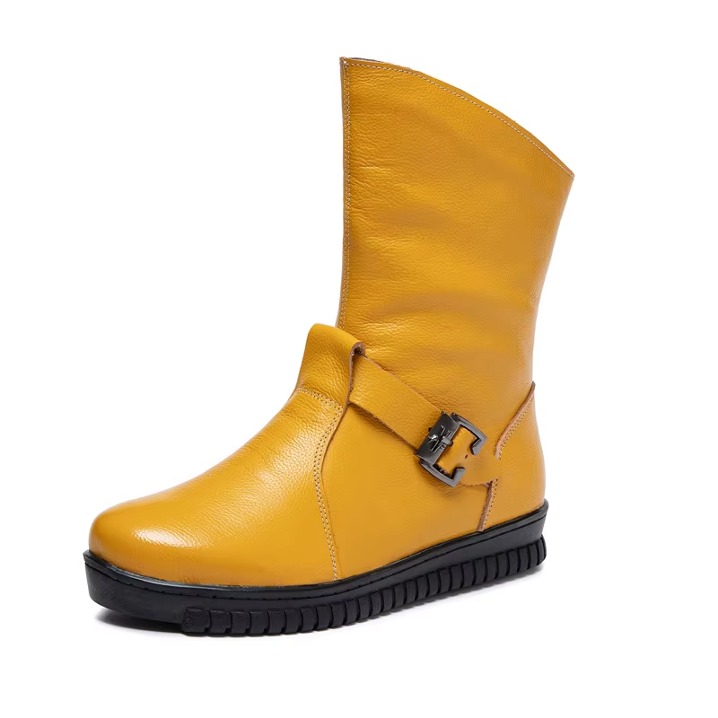 leather boots color yellow size 5.5 for women