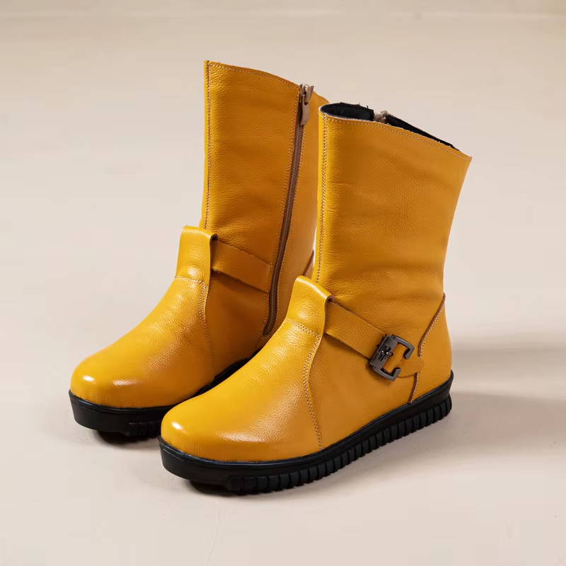 round toe boots color yellow size 6 for women