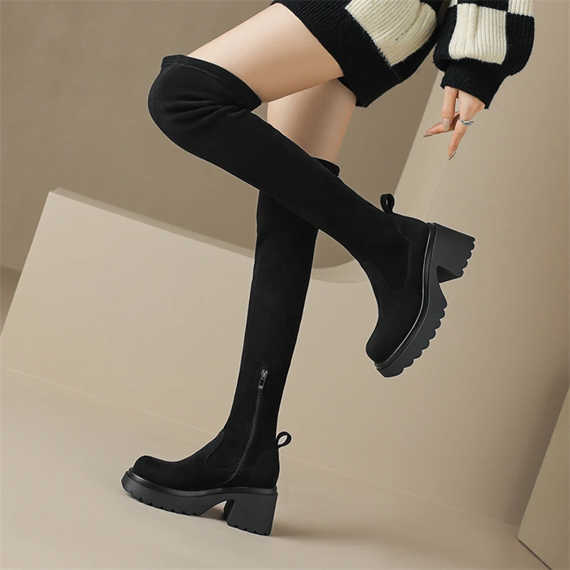 suede boots color black size 9 for women
